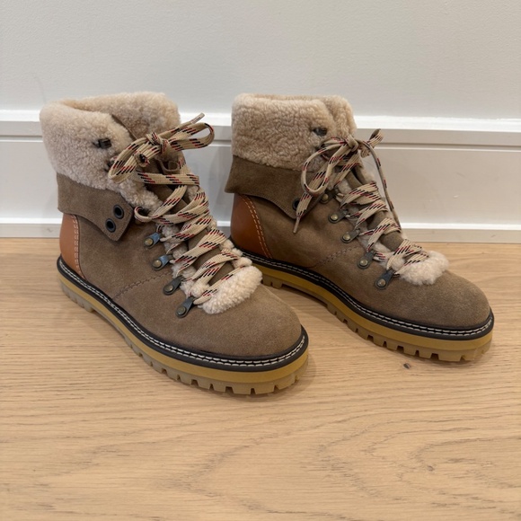 See by Chloe - Taupe Shearling & Leather "Eileen Ankle Boots", Size FR40/US9 - Picture 4 of 10